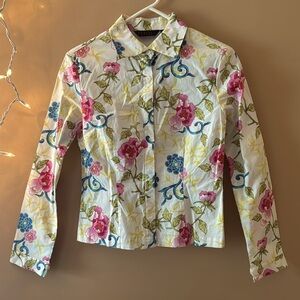 Stretch cotton floral shirt